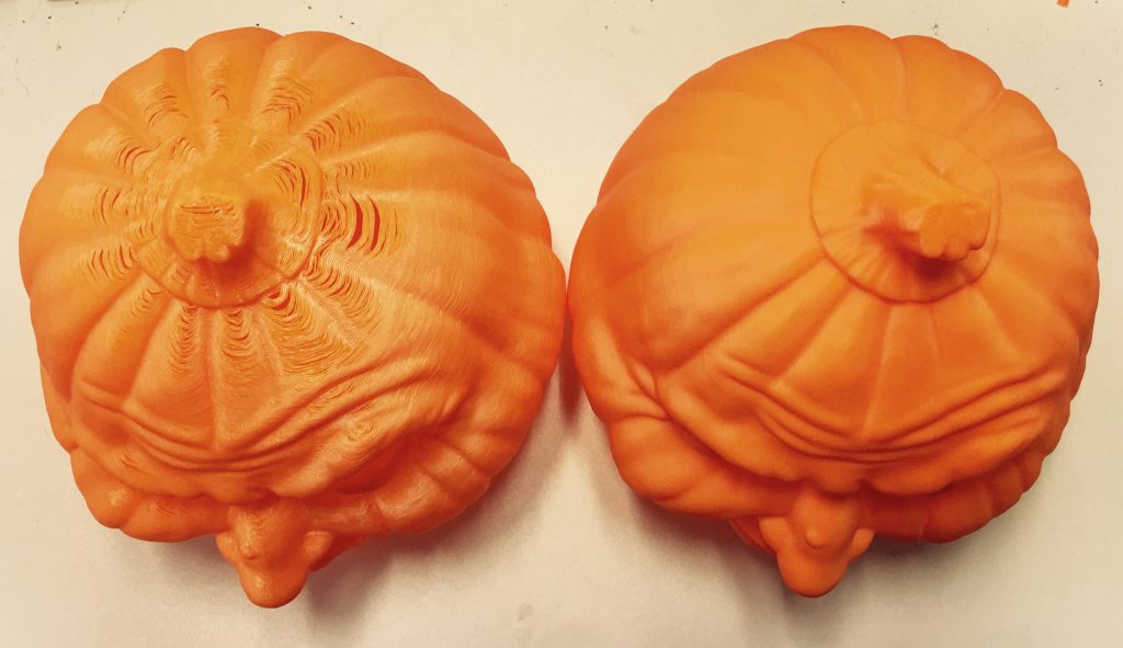 Pumpkin head Left: old Slic3r Right: Slic3r Prusa Edition