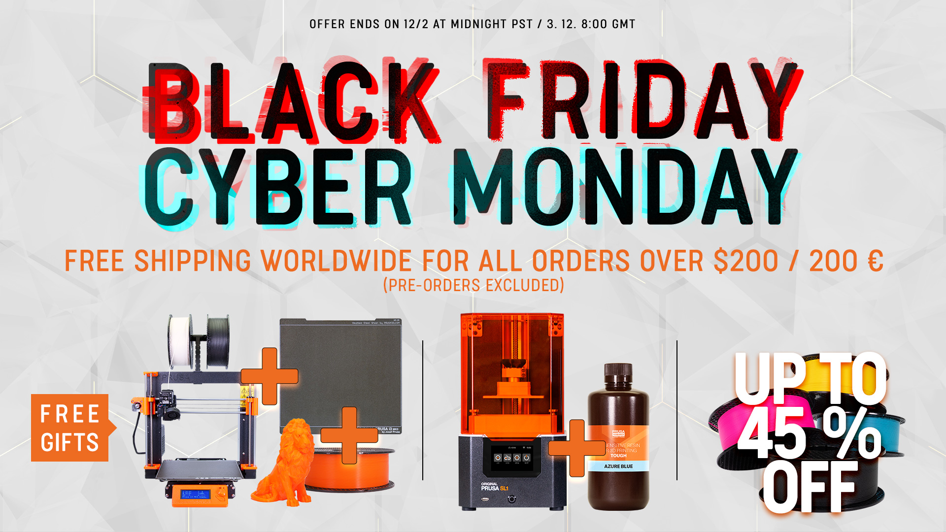 Black free shipping worldwide, free gifts with MK3S and SL1, and filament discounts + MINI info - Original Prusa 3D Printers