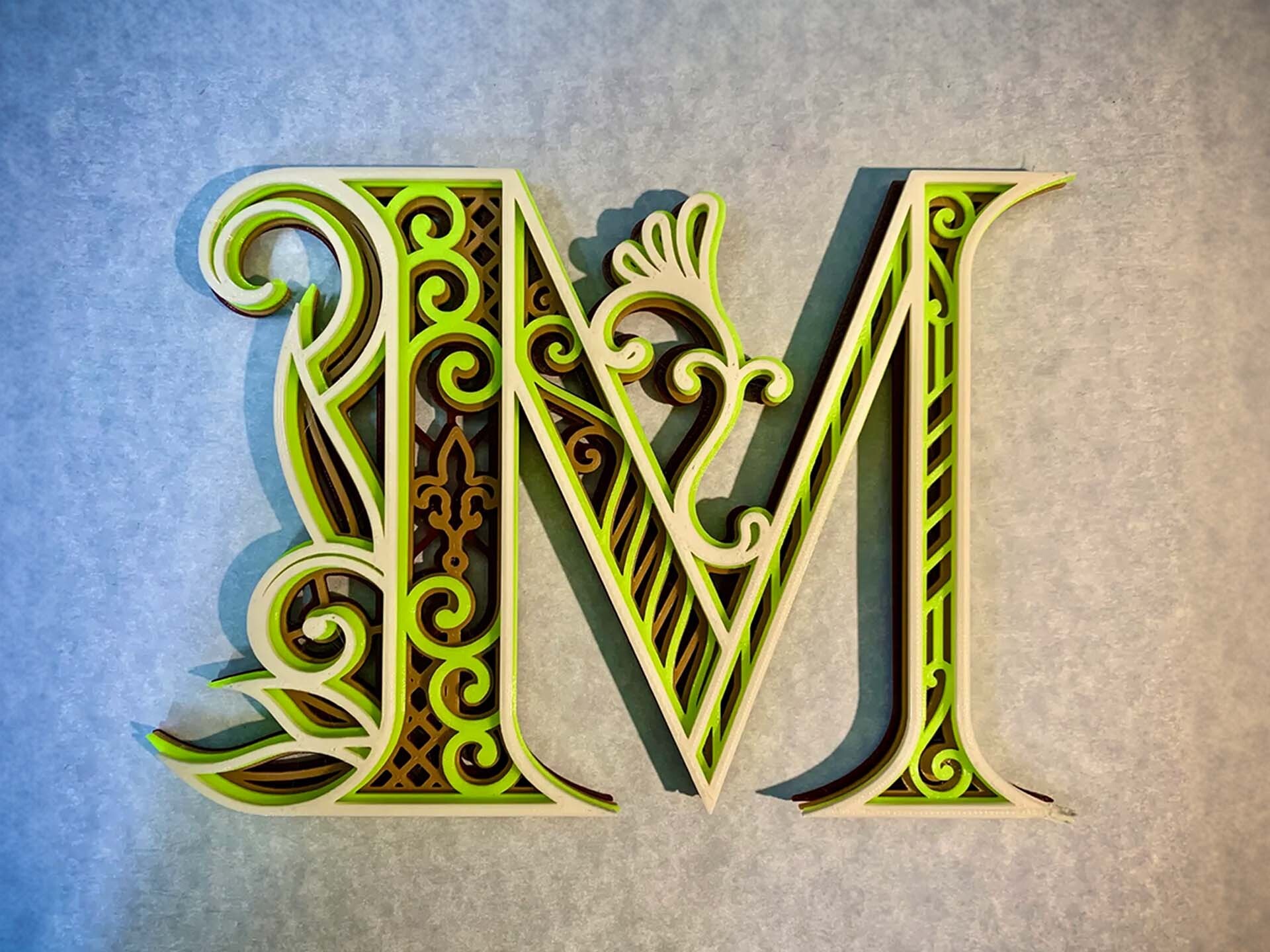 Ornate Letter M Monogram by Art G