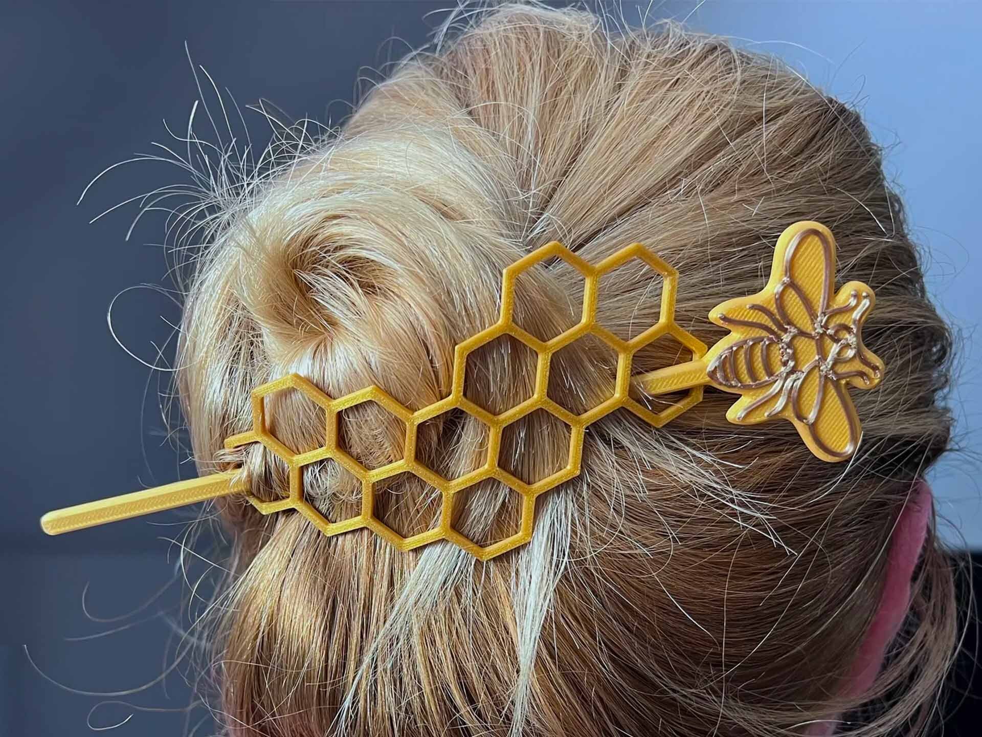 Bee & Honeycomb Slide Hair Clip by 3D servis